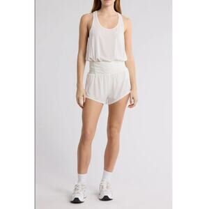 Free People Movement Tank Romper Women's XL Light As Air RUNSIE White Athleisure